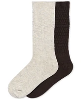 Hue Women's Textured Wool Blend Crew Socks, 2-Pack