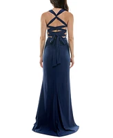 B Darlin Juniors' Satin Lace-Up-Back Corset Gown