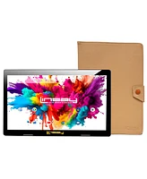 Linsay New 10.1" Tablet Octa Core 128GB Bundle with Leather Case Newest Android