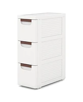 Costway Pcs -Drawer Narrow Rolling Storage Cabinet with Pull Handles Built-in Wheels