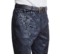 Paisley & Gray Men's Sloane Slim Fit Black Floral Velvet Tuxedo Pants