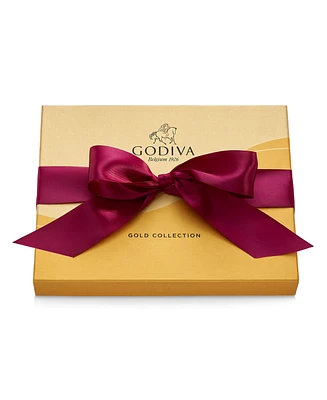 Godiva Gold Ballotin Chocolate Gift Box with Solid Wine Ribbon