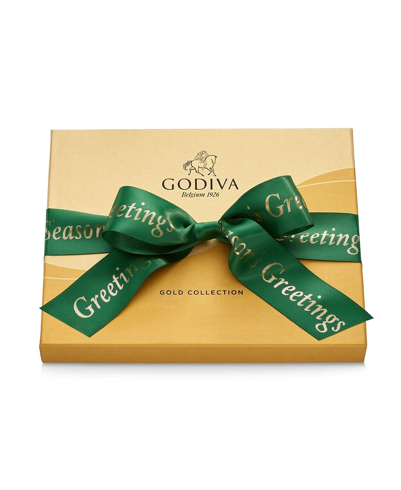 Godiva Holiday Gold Ballotin Chocolate Gift Box with Season's Greetings Ribbon