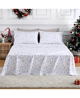 gaomon 4 Pieces Christmas Cotton Flannel Bedding Sheet Set