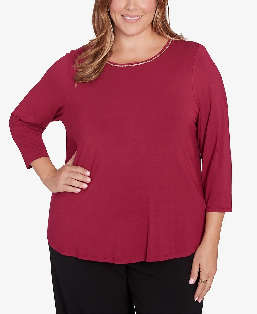 Ruby Rd. Plus Berry Chain Embellished Solid Knit Top