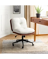 Hulala Home Lindsay Mid Century Modern Task Chair Faux Leather +Polyester/Polyester Blend