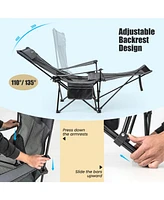 Slickblue Camping Lounge Chair with Detachable Footrest Adjustable Backrest