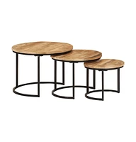 vidaXL Nesting Tables 3 pcs Solid Rough Wood Mango