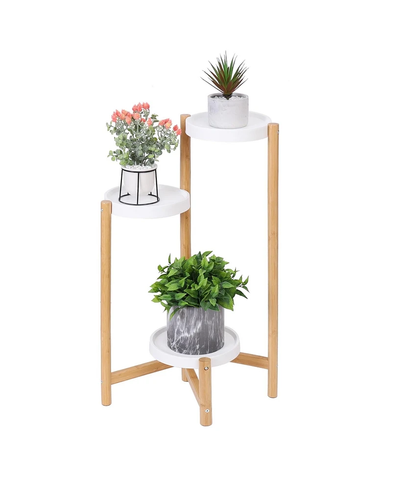 Unho Vertical Multi-tier Plant Stand Bamboo Tall Corner Flower Pot Rack for Balcony Indoor