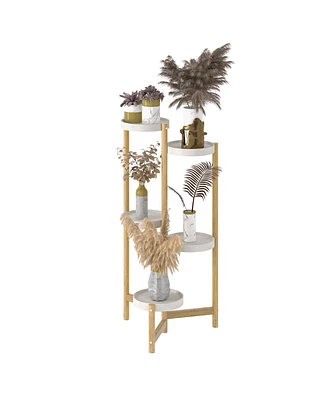 Unho Vertical Multi-tier Plant Stand Bamboo Tall Corner Flower Pot Rack for Balcony Indoor