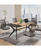 Tribesigns 63 Inch Executive Desk, Large Office Computer Desk with X-Shape Frame, Modern Working Table Business Furniture for Home Office