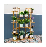 Unho Garden Potted Flower Plant Stand 9 Tier Wood Corner Display Shelf Shelving Rack