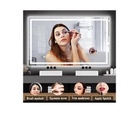 gaomon Led Bathroom Mirror 60X36“ Wall-Mounted Vanity Mirrors Stepless Dimmable Wall Mirrors with 3X Magnification, Anti