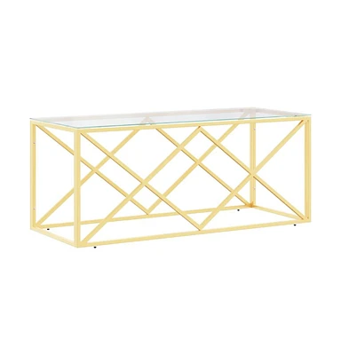 vidaXL Coffee Table 43.3"x17.7"x17.7" Stainless Steel and Glass