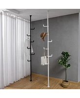 Slickblue Adjustable Laundry Pole Clothes Drying Rack Diy Floor-to-Ceiling Tension Rod Coat Hanger - Black