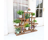 Unho 6 Tier Wood Garden Plant Rack Storage Flower Pot Stand for Indoor and Outdoor