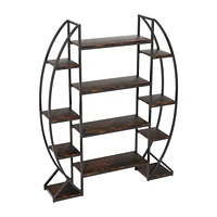 Unho Industrial Curved Oval Bookshelf Metal Multi-tiered Flower Pot Rack Garden Stand