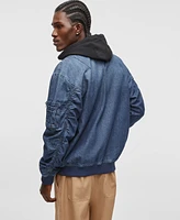 Mode of One Men's Costas Zip-Front Denim Bomber Jacket, Exclusively at Macy's
