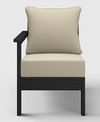 WestinTrends Outdoor Patio Hdpe Left Arm Sectional Navy Blue Corner Club Chair with Cushions