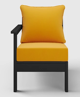 WestinTrends Outdoor Patio Hdpe Left Arm Sectional Navy Blue Corner Club Chair with Cushions