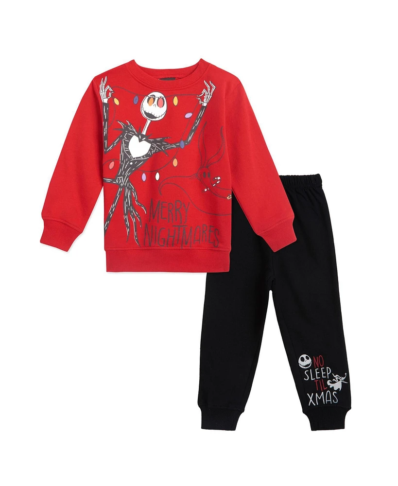 Disney Little Boys Winnie the Pooh Mickey Mouse Nightmare Before Christmas Toy Story Fleece Sweatshirt and Jogger Pants Outfit Set