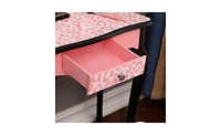 Slickblue Children's Dresser with Three-Fold Mirror, Single Drawer & Arc Feet in Red Leopard Print