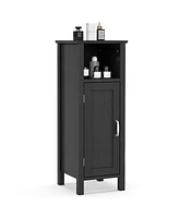 Gymax Bathroom Storage Organizer Narrow Floor Cabinet w/ 2-Tier Open Compartment