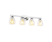 gaomon 4 Light Bathroom Light Fixtures Chrome with Hammered Glass Shade, Vanity Lighting Fixtures Over Mirror Wall Mount E26 Socket for Hallway Kitche