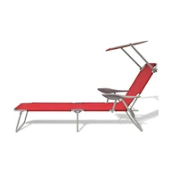 vidaXL Sun Lounger with Canopy Steel Red