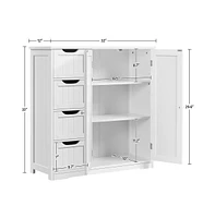 Yaheetech Bathroom Storage Cabinet with 4 Drawers and Double Doors