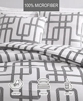 City Scene Mainline Microfiber Black & White 3 Piece Duvet Cover Set-Full/Queen