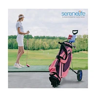 SereneLife Foldable 2-Wheel Golf Push Cart, Steel Pull Cart