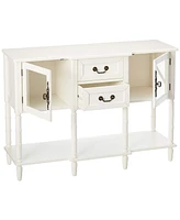 Kings Brand Furniture Pennington Cream White Console Table With Glass Doors