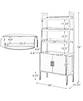 Hulala Home Augusto Mid-century Modern 76'' H x 36'' W Solid Wood Ladder Bookcase with Legs