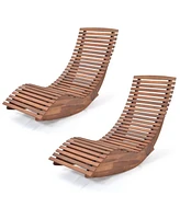 Pcs Outdoor Acacia Wood Rocking Chair with Widened Slatted Seat and High Back