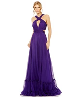 Mac Duggal Women's Halter Neck Keyhole Cut-Out Gown