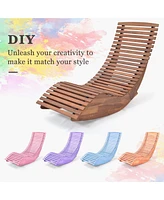 Pcs Outdoor Acacia Wood Rocking Chair with Widened Slatted Seat and High Back