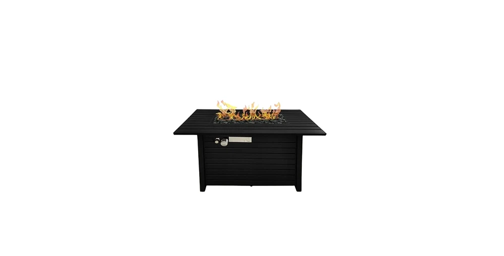 Mondawe 24" H x 54" W Steel Outdoor Fire Pit Table with Lid