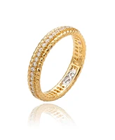 Suzy Levian Yellow Sterling Silver Cubic Zirconia French Filigree Eternity Band