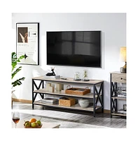 Yaheetech 55 Inch Industrial 3-Layer Shelved Tv Stand Cabinet Console for TVs up to 65