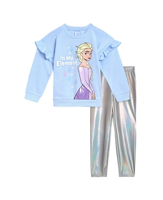 Disney Minnie Mouse Frozen Princess Fleece Sweatshirt and Leggings Outfit Set