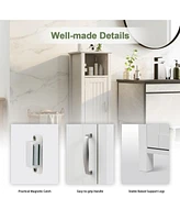 Gymax Bathroom Floor Storage Cabinet Free Standing w/ Single Door Adjustable Shelf