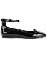 Karl Lagerfeld Paris Women's Zyvia Logo Ankle Strap Flats