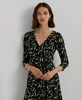 Lauren Ralph Women's Floral Surplice Stretch Jersey Dress