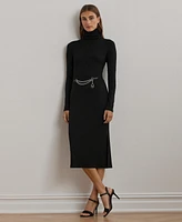 Lauren Ralph Women's Chain-Trim Rib-Knit Turtleneck Dress