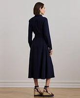 Lauren Ralph Women's Self-Belt Long-Sleeve Surplice Georgette Midi Dress