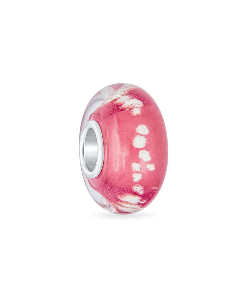 Bling Jewelry Ocean Rose Pink Bubble Lamp Glass Bead Charm Spacer Sterling Silver