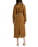 En Saison Women's Logan Faux-Suede Belted Trench Coat