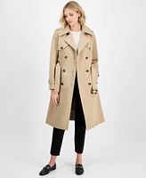 London Fog Women's Belted Hooded Trench Coat