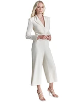 Dkny Women's Tuxedo Satin Cropped Wide-Leg Jumpsuit